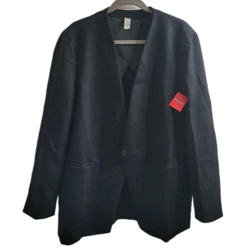 NWT SPANX Perfect Collarless Blazer XL Black Stretch Career Jacket Style 20384R